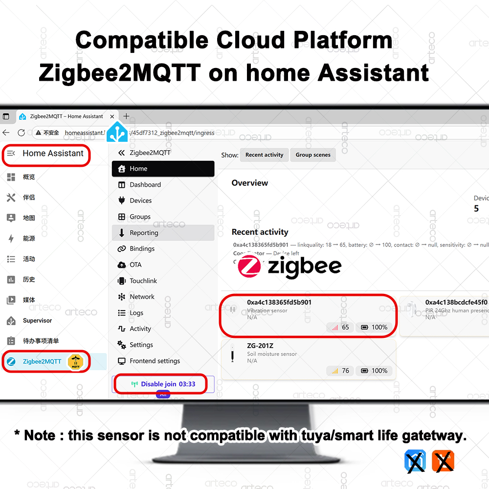 زيجبي مستشعر الاهتزاز الذكي في - مراجعة Home Security Home Assistant وسعره