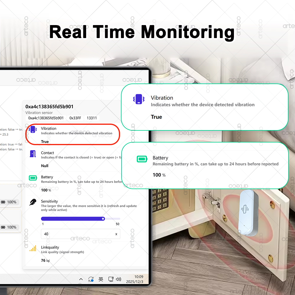 زيجبي مستشعر الاهتزاز الذكي في - مراجعة Home Security Home Assistant وسعره